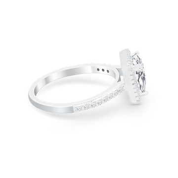 Halo Princess Cut Wedding Ring Simulated Cubic Zirconia 925 Sterling Silver